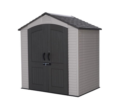 Lifetime 60310 Garden Storage Shed, 7 x 9.5 ft (213 x 289 cm), High-Density Polyethylene (HDPE), Steel-Reinforced Apex Roof, Tan