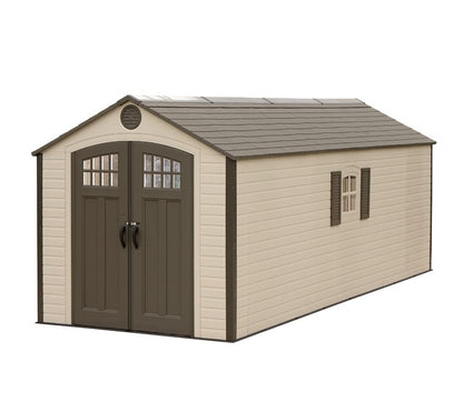 Lifetime 60310 Garden Storage Shed, 7 x 9.5 ft (213 x 289 cm), High-Density Polyethylene (HDPE), Steel-Reinforced Apex Roof, Tan