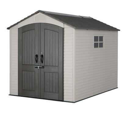 Lifetime 60310 Garden Storage Shed, 7 x 9.5 ft (213 x 289 cm), High-Density Polyethylene (HDPE), Steel-Reinforced Apex Roof, Tan