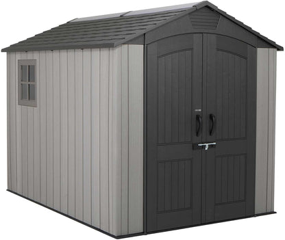 Lifetime 60310 Garden Storage Shed, 7 x 9.5 ft (213 x 289 cm), High-Density Polyethylene (HDPE), Steel-Reinforced Apex Roof, Tan