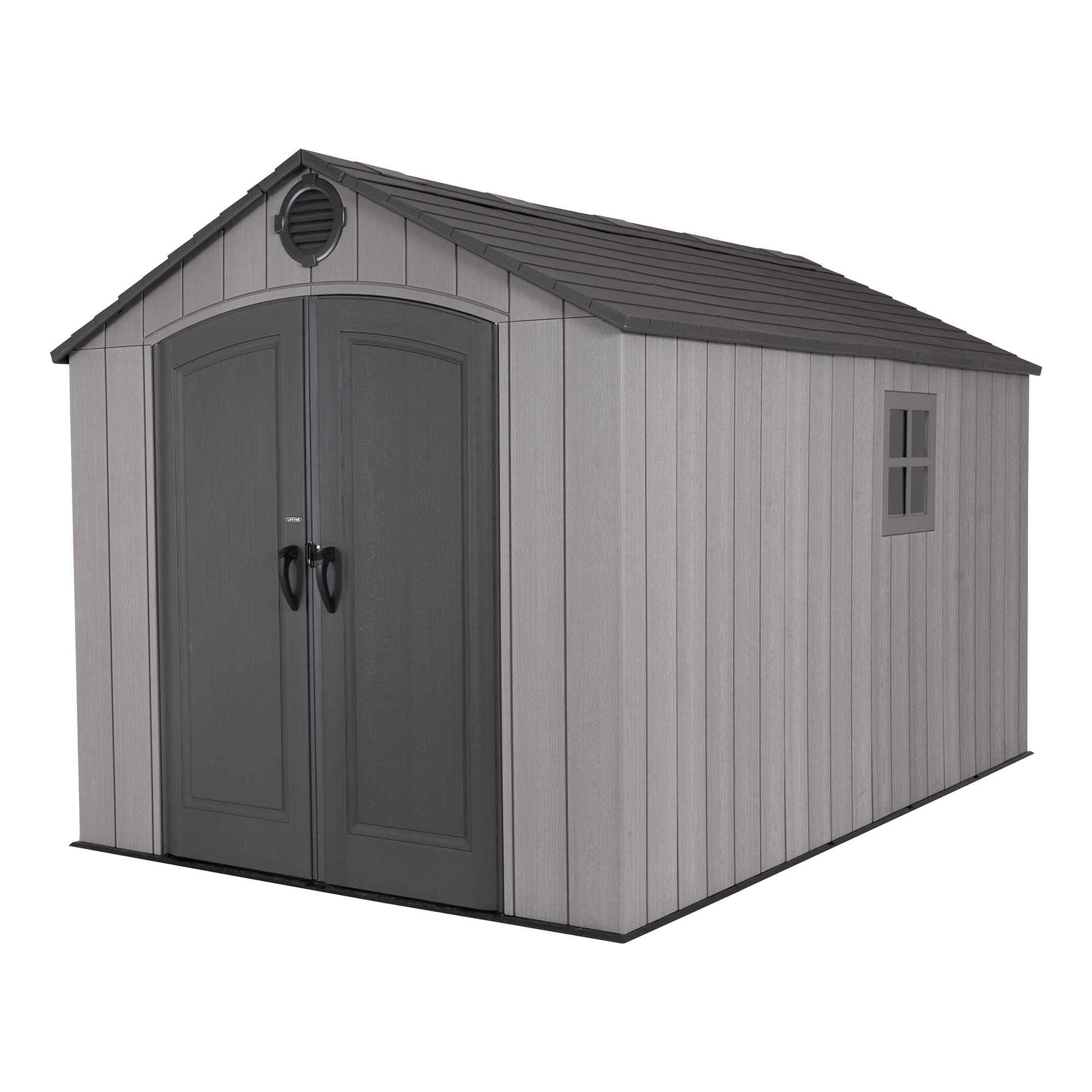 Lifetime 60310 Garden Storage Shed, 7 x 9.5 ft (213 x 289 cm), High-Density Polyethylene (HDPE), Steel-Reinforced Apex Roof, Tan