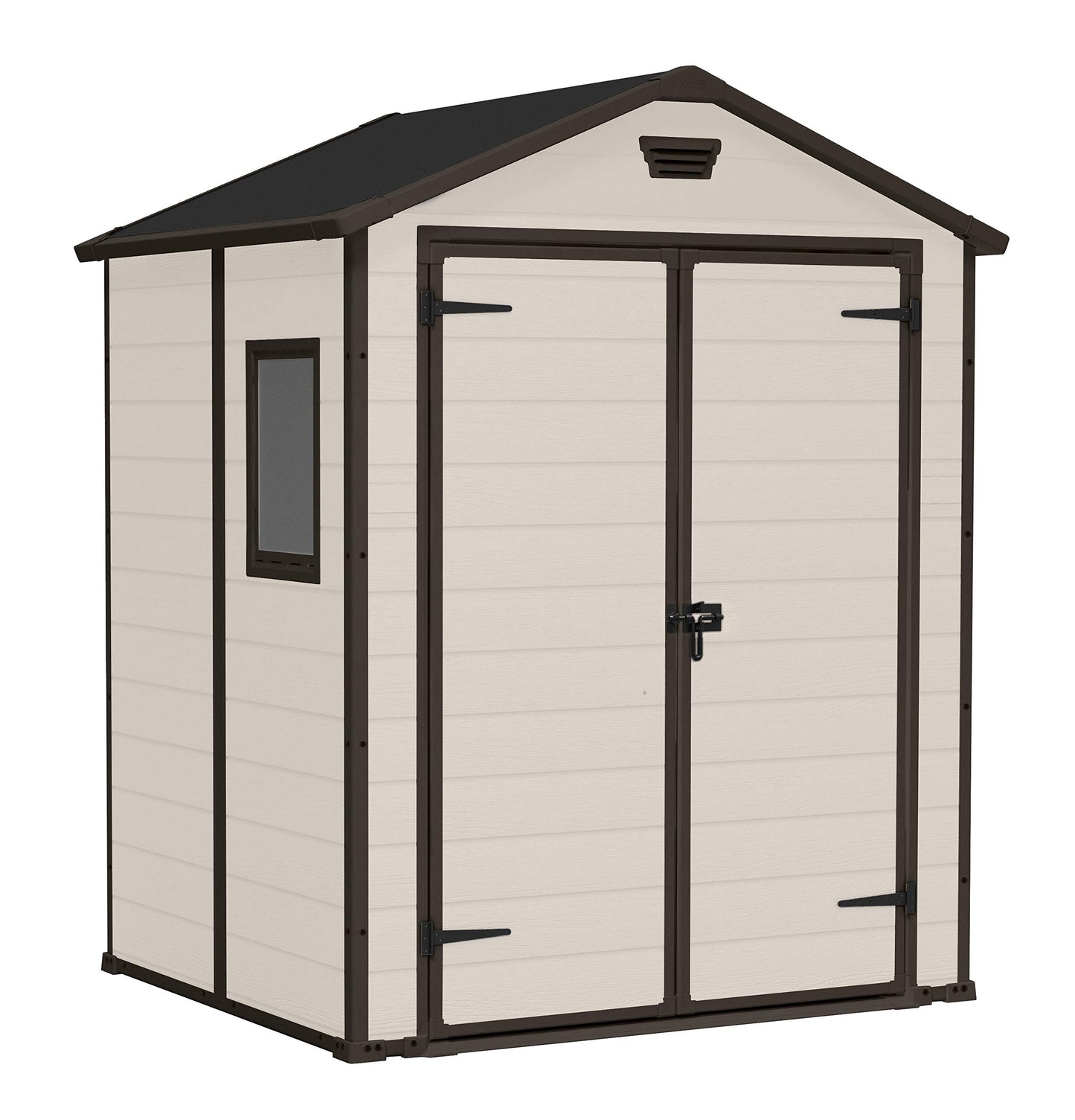 Keter Manor 6x8DD Garden Shed Weatherproof 7.6 m³, Plastic, Outdoor, External Dimensions: W x D x H: 185 x 236 x 227 cm, Inner Dimensions: 169 x 222 x 219 cm, Beige