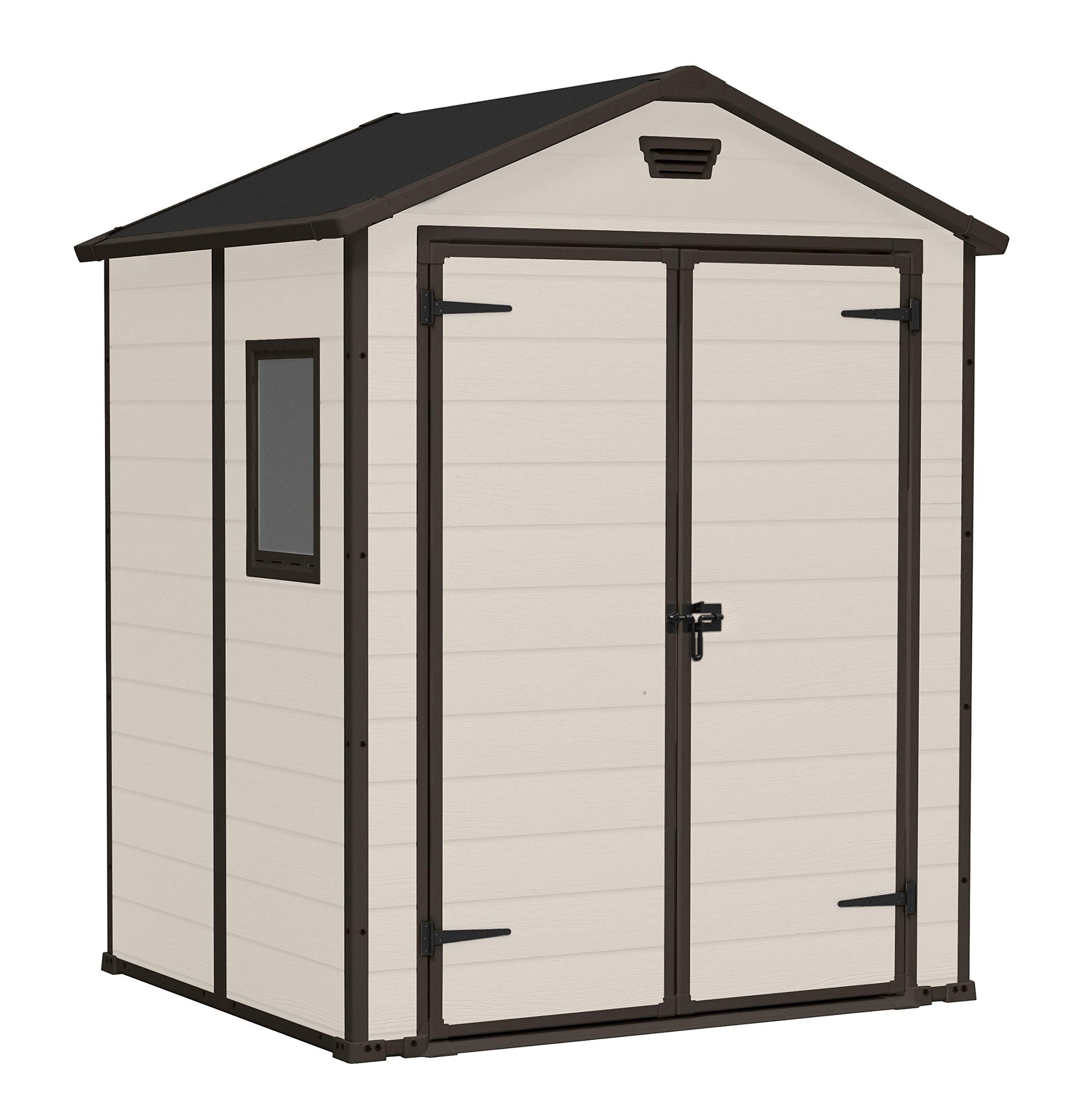Keter Manor 6x8DD Garden Shed Weatherproof 7.6 m³, Plastic, Outdoor, External Dimensions: W x D x H: 185 x 236 x 227 cm, Inner Dimensions: 169 x 222 x 219 cm, Beige